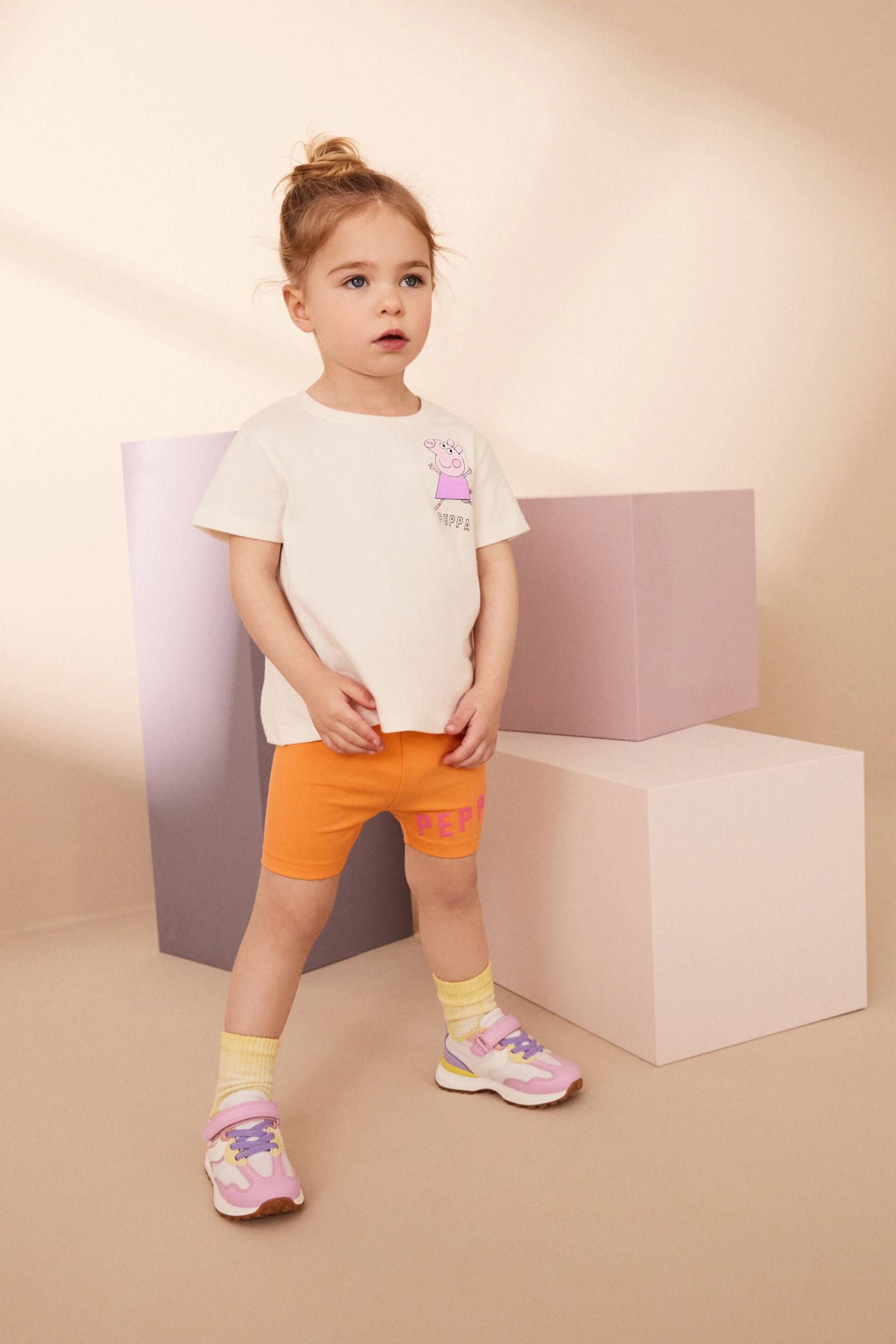 Orange Peppa Pig Short Sleeve T-Shirt and Cycle Short Set (3mths-7yrs) - Image 2 of 6