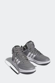 adidas Grey White Hoops Mid Shoes - Image 3 of 9