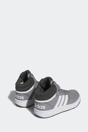 adidas Grey White Hoops Mid Shoes - Image 4 of 9