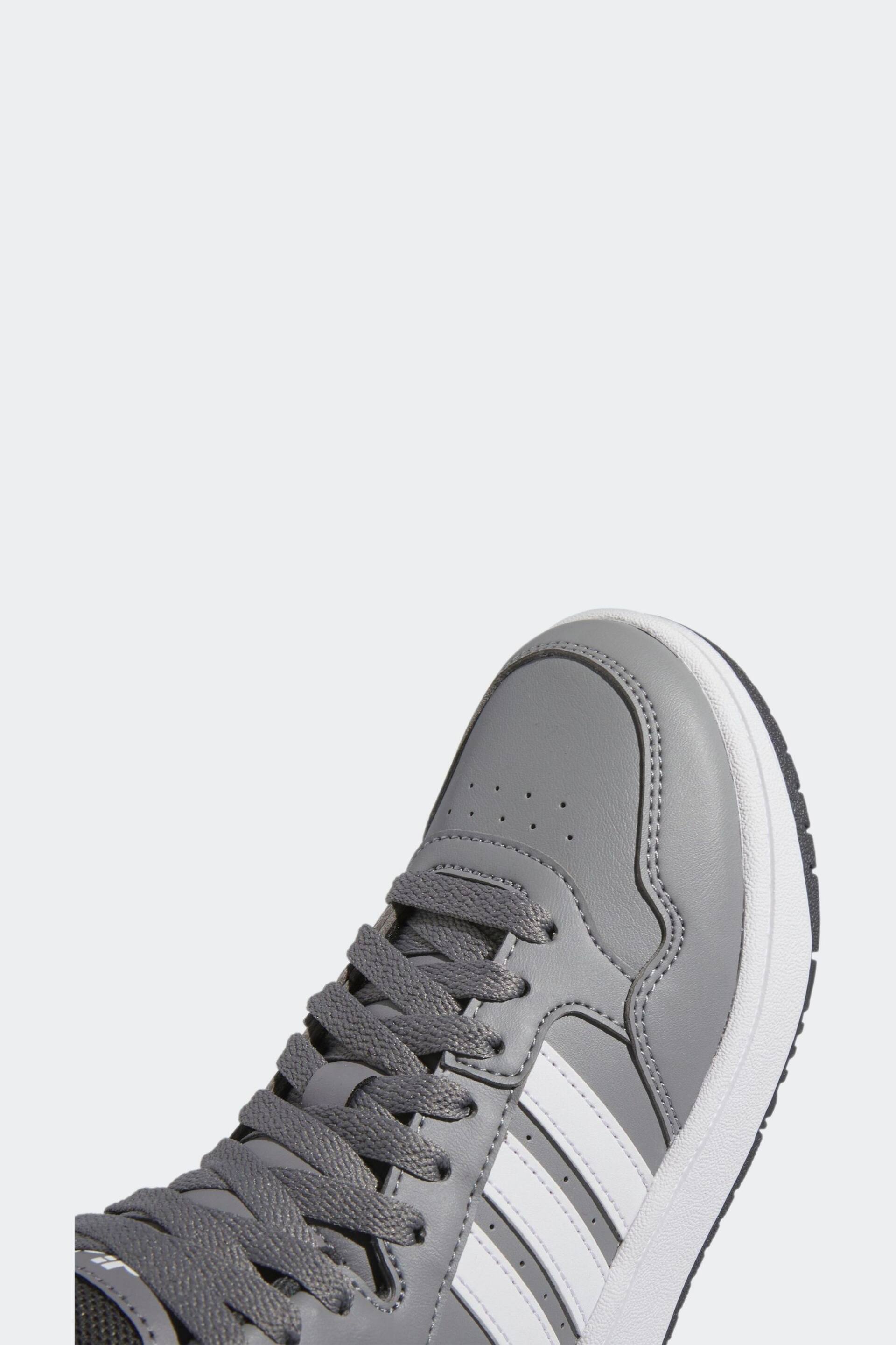 adidas Grey White Hoops Mid Shoes - Image 8 of 9