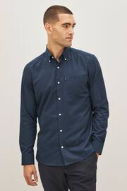 Navy Blue Slim Fit Easy Iron Button Down Oxford Shirt - Image 1 of 7