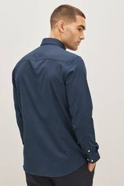 Navy Blue Slim Fit Easy Iron Button Down Oxford Shirt - Image 3 of 7