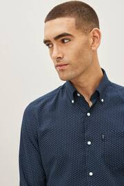 Navy Blue Slim Fit Easy Iron Button Down Oxford Shirt - Image 4 of 7