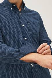 Navy Blue Slim Fit Easy Iron Button Down Oxford Shirt - Image 5 of 7