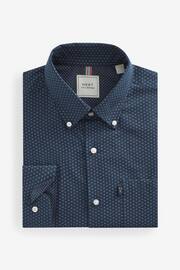 Navy Blue Slim Fit Easy Iron Button Down Oxford Shirt - Image 6 of 7