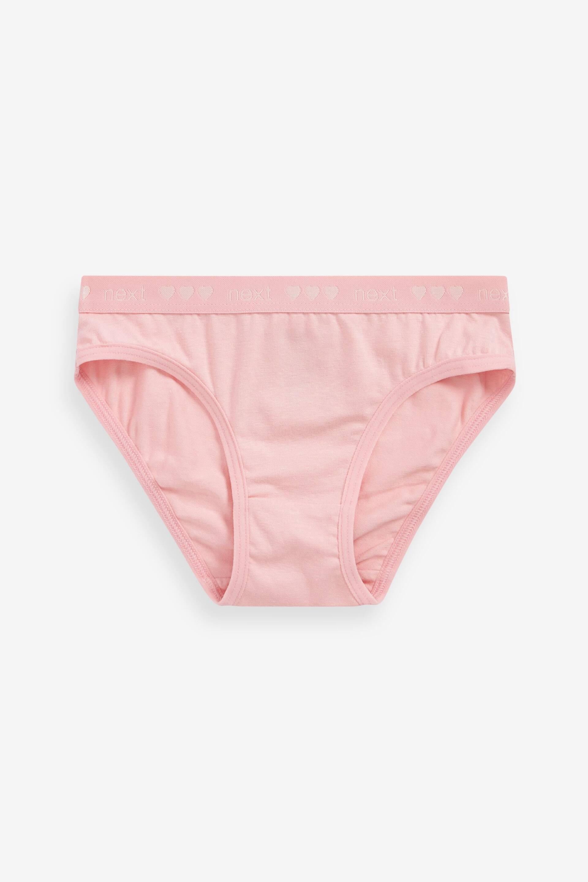 Pink Heart Elastic Bikini Briefs 5 Pack (2-16yrs) - Image 2 of 7