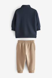 Blue/ stone Funnel Neck Sweatshirt and Jogger Set (3mths-7yrs) - Image 7 of 8