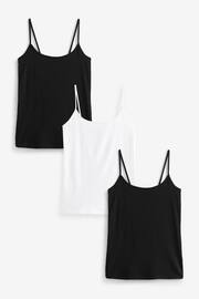 Black/Black/White Thin Strap Vest 3 Packs - Image 1 of 5