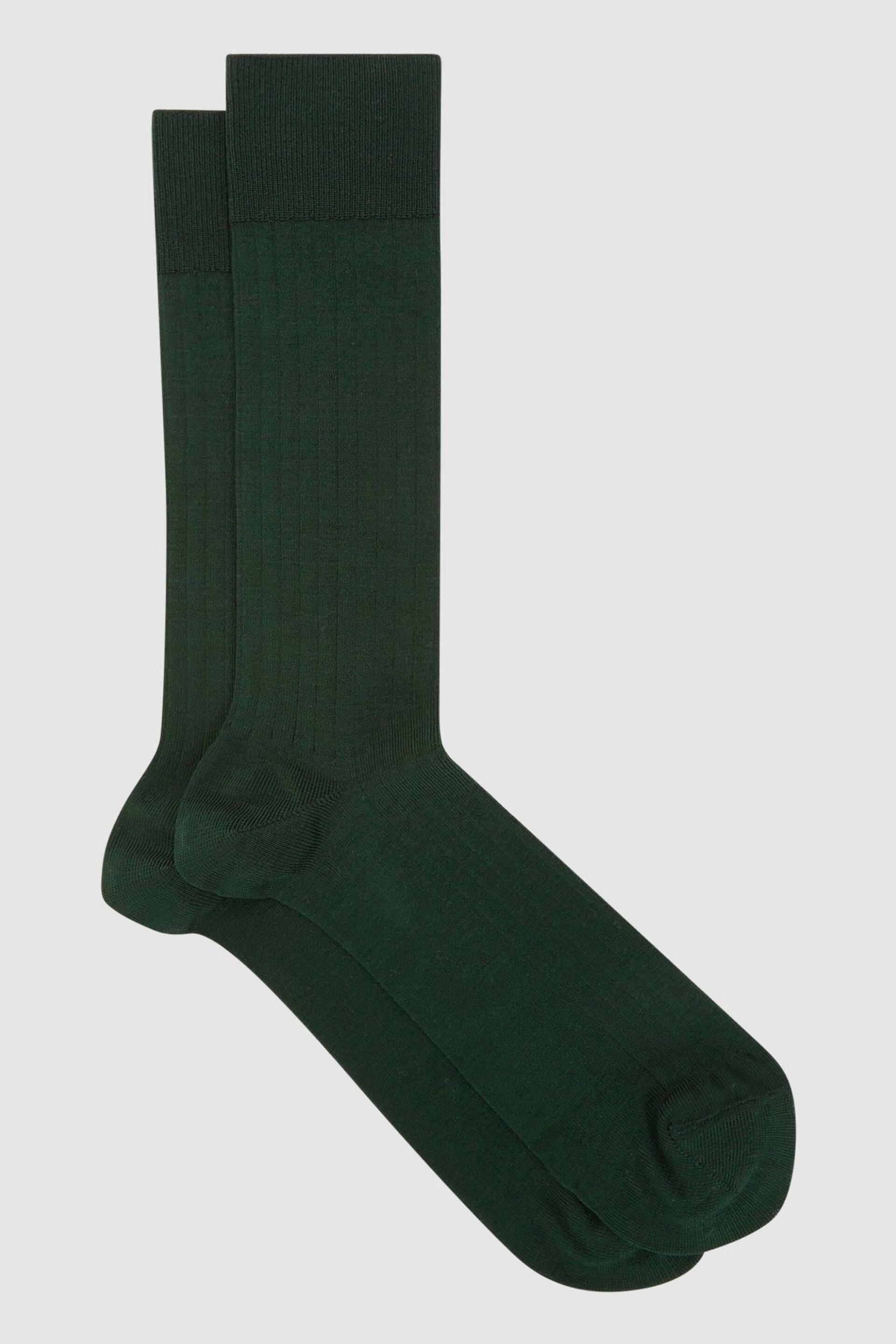 Reiss Bottle Green Fela Ribbed Socks - Image 1 of 3