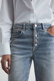 Reiss Light Blue Maisie Cropped Mid Rise Straight Leg Jeans - Image 4 of 5