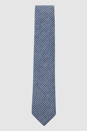 Reiss Airforce Blue Vasto Linen Puppytooth Tie - Image 1 of 5