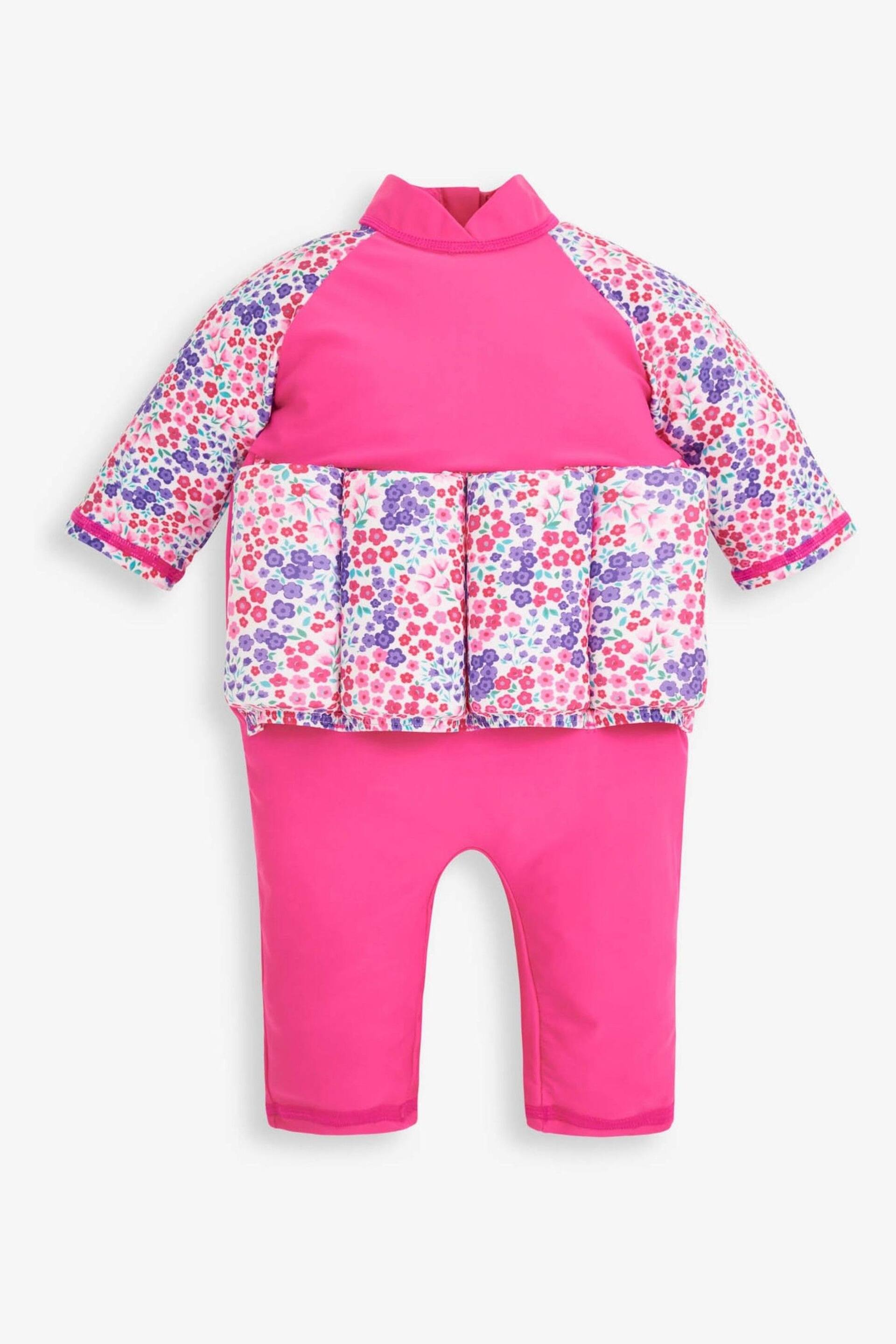 JoJo Maman Bébé Pink Floral UPF 50 Sun Protection Float Suit - Image 4 of 6