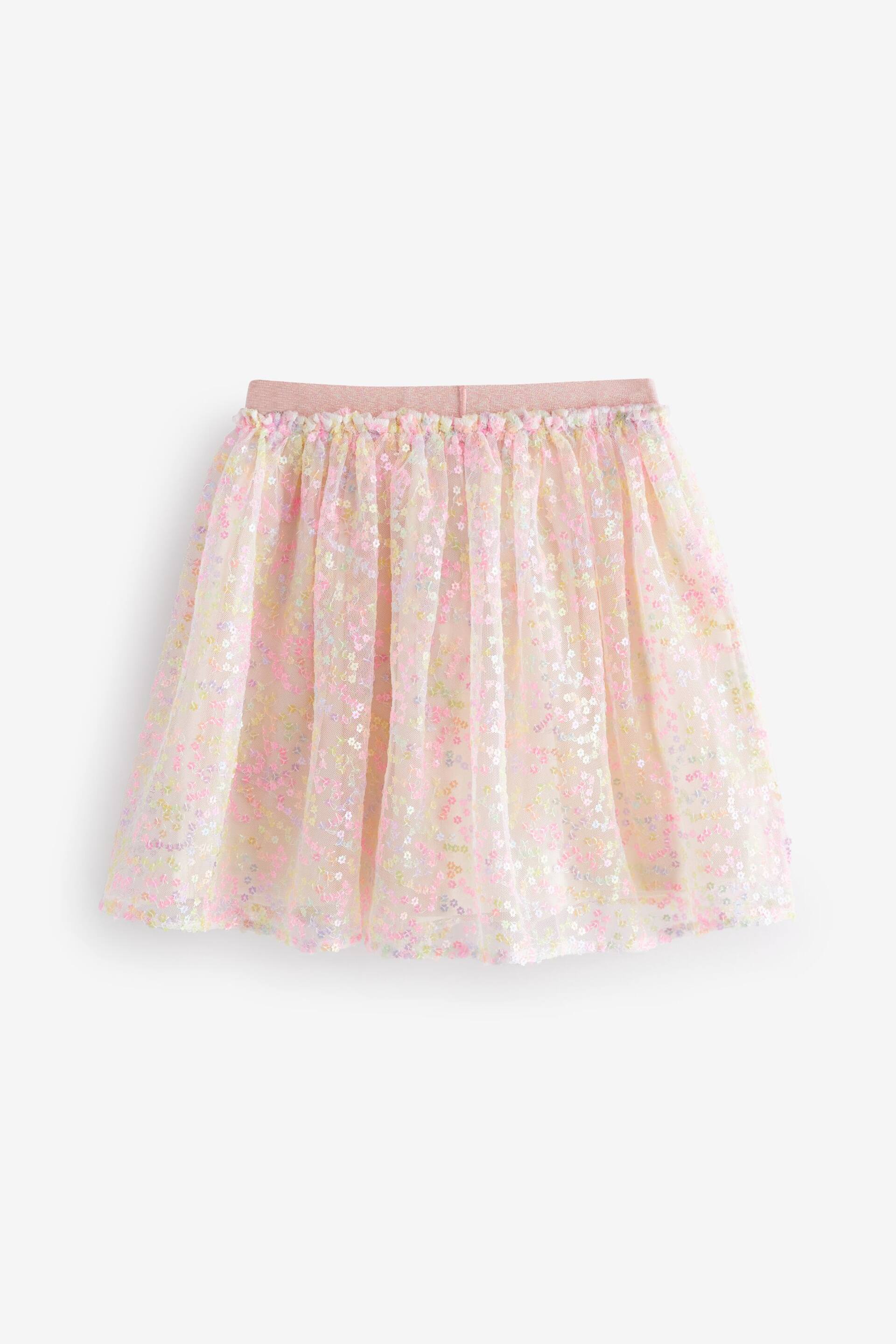 Pink Multi Floral Sequin Skirt (3-16yrs) - Image 4 of 5