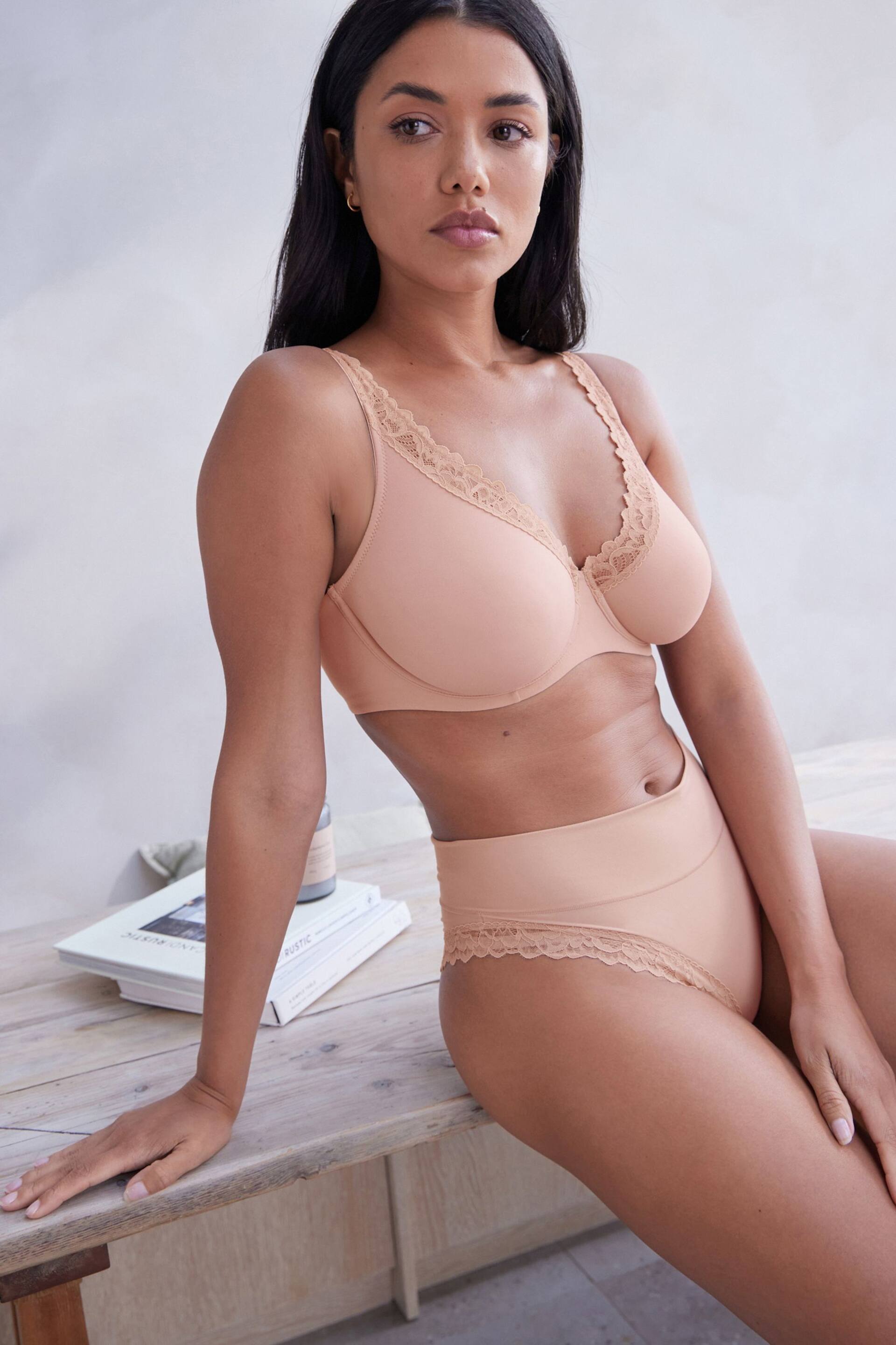 Nude DD+ Non Pad Plunge Ultimate Comfort Brushed Bra - Image 2 of 7