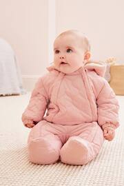 Pink Quilted Baby All In One Pramsuit (0mths-2yrs) - Image 2 of 6