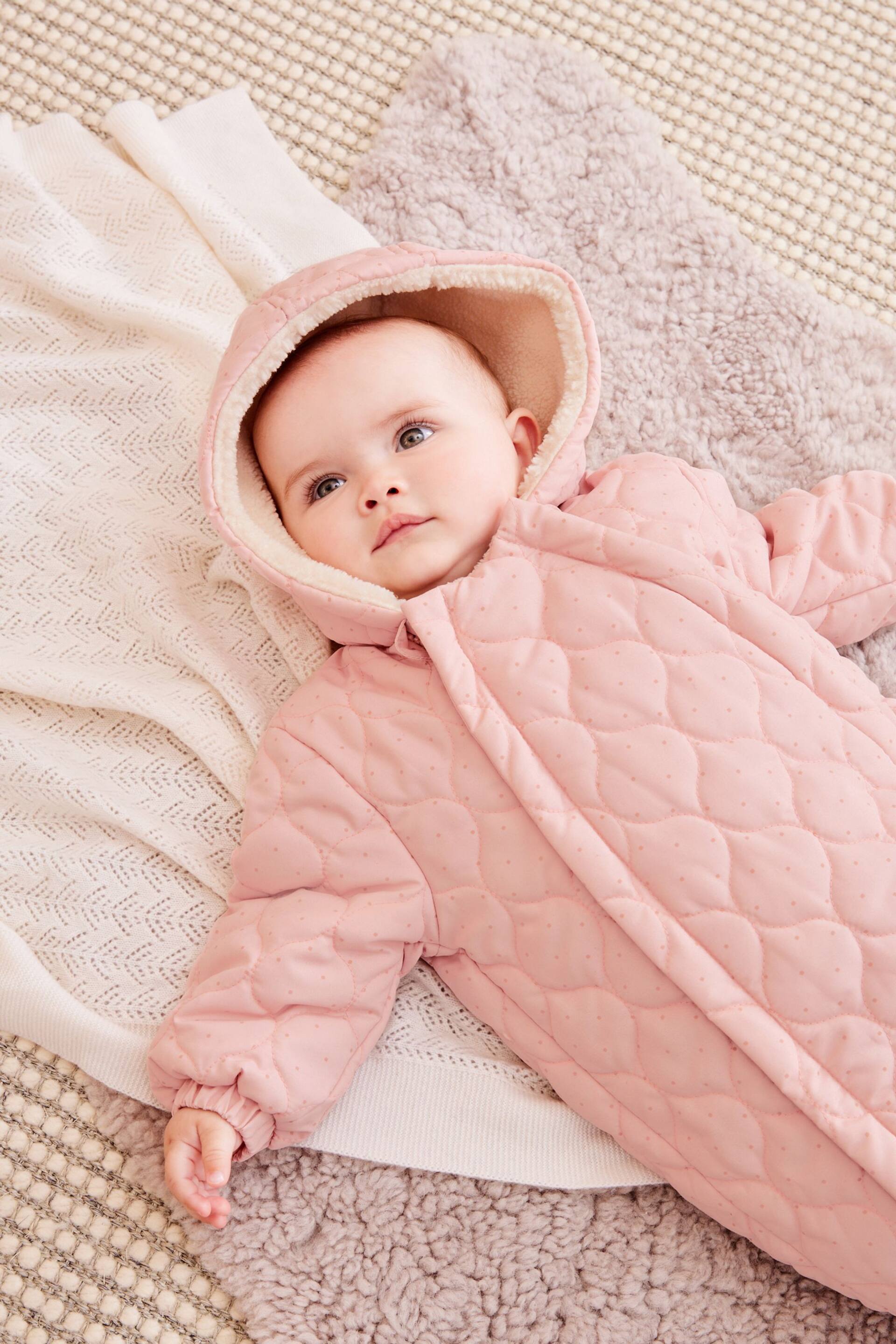 Pink Quilted Baby All In One Pramsuit (0mths-2yrs) - Image 5 of 6