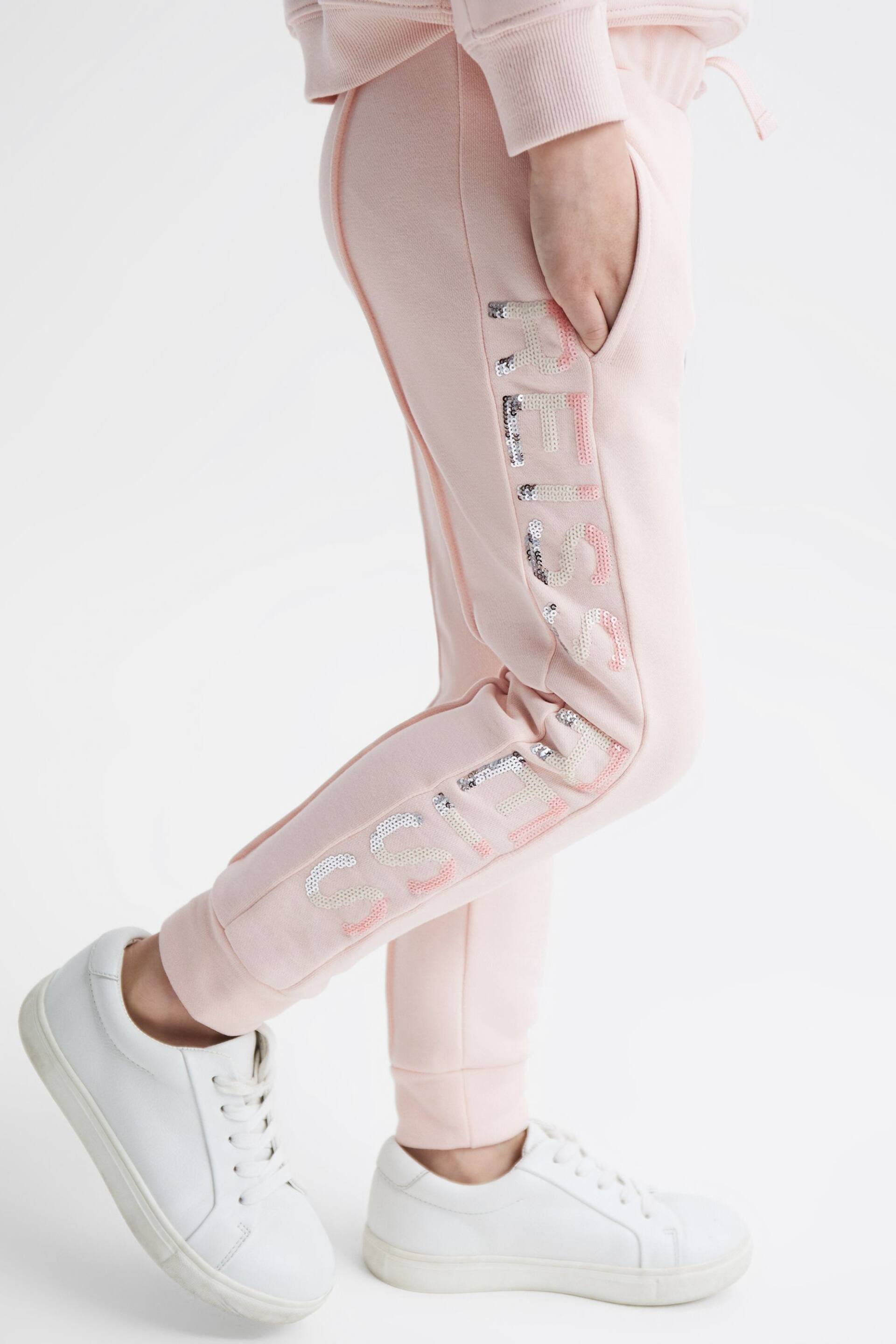 Reiss Soft Pink Maria Senior Sequin Joggers - Image 4 of 6