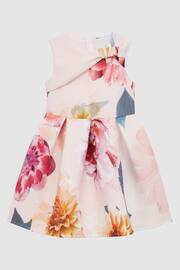 Reiss Pink Emily Junior Scuba Floral Printed Dress - Image 2 of 6