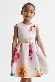 Reiss Pink Emily Junior Scuba Floral Printed Dress - Image 3 of 6