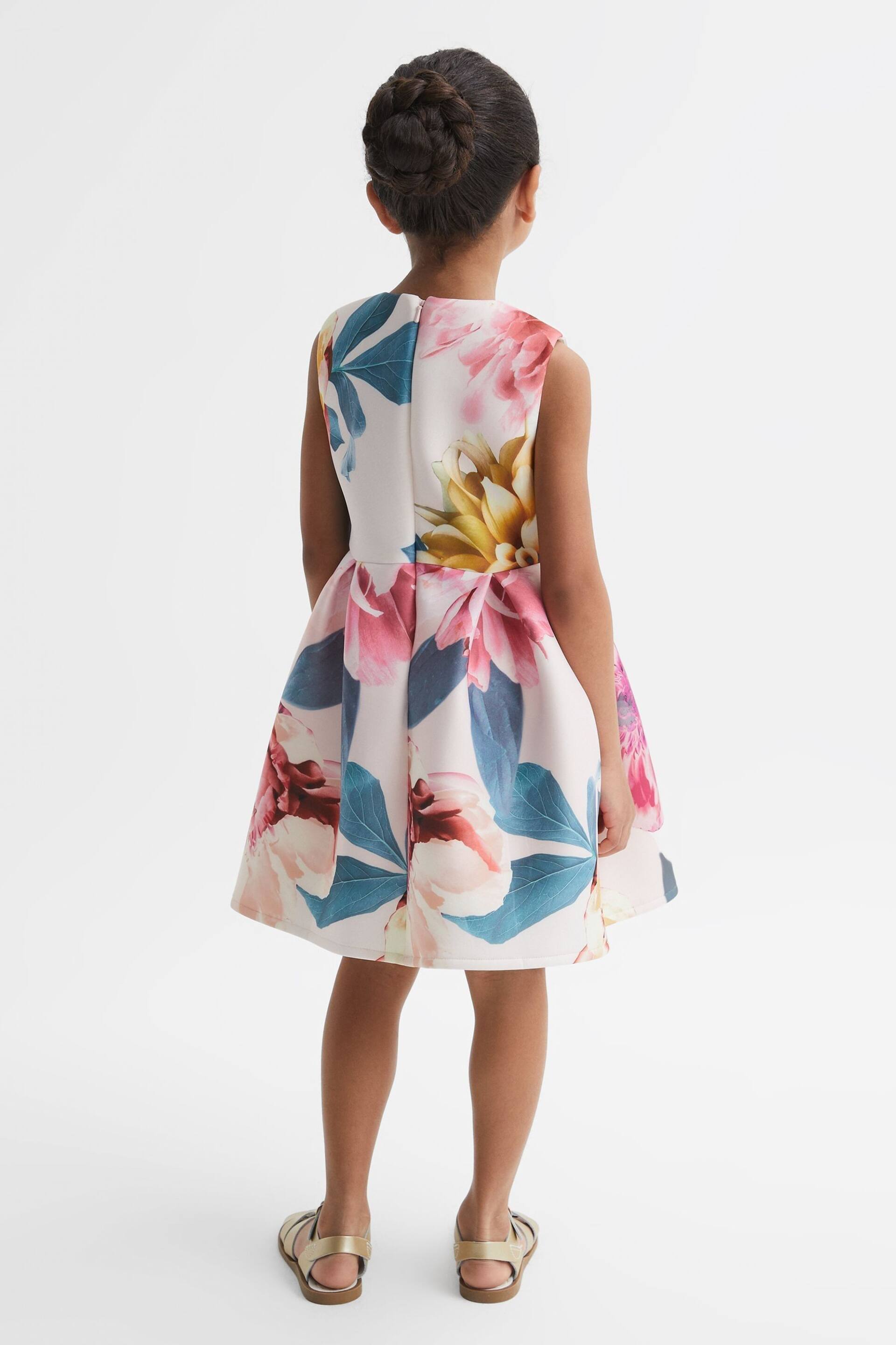 Reiss Pink Emily Junior Scuba Floral Printed Dress - Image 5 of 6