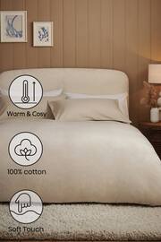 Natural 100% Cotton Supersoft Brushed Plain Duvet Cover And Pillowcase Set - Image 2 of 6