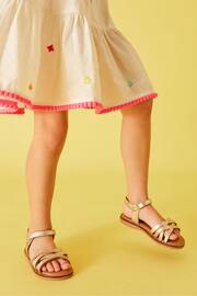 Angels by Accessorize Gold Strappy Plait Leather Sandals - Image 3 of 3