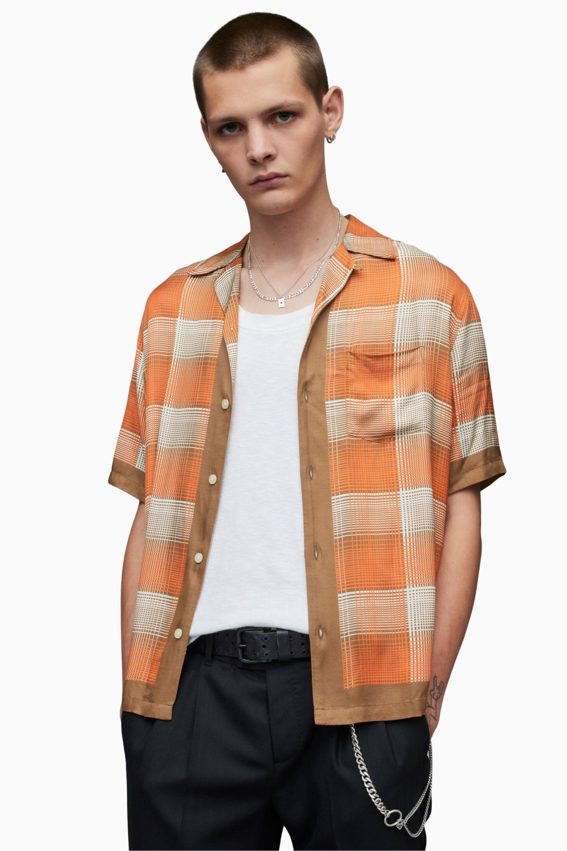 AllSaints Orange Suburus Short Sleeve Shirt - Image 1 of 6