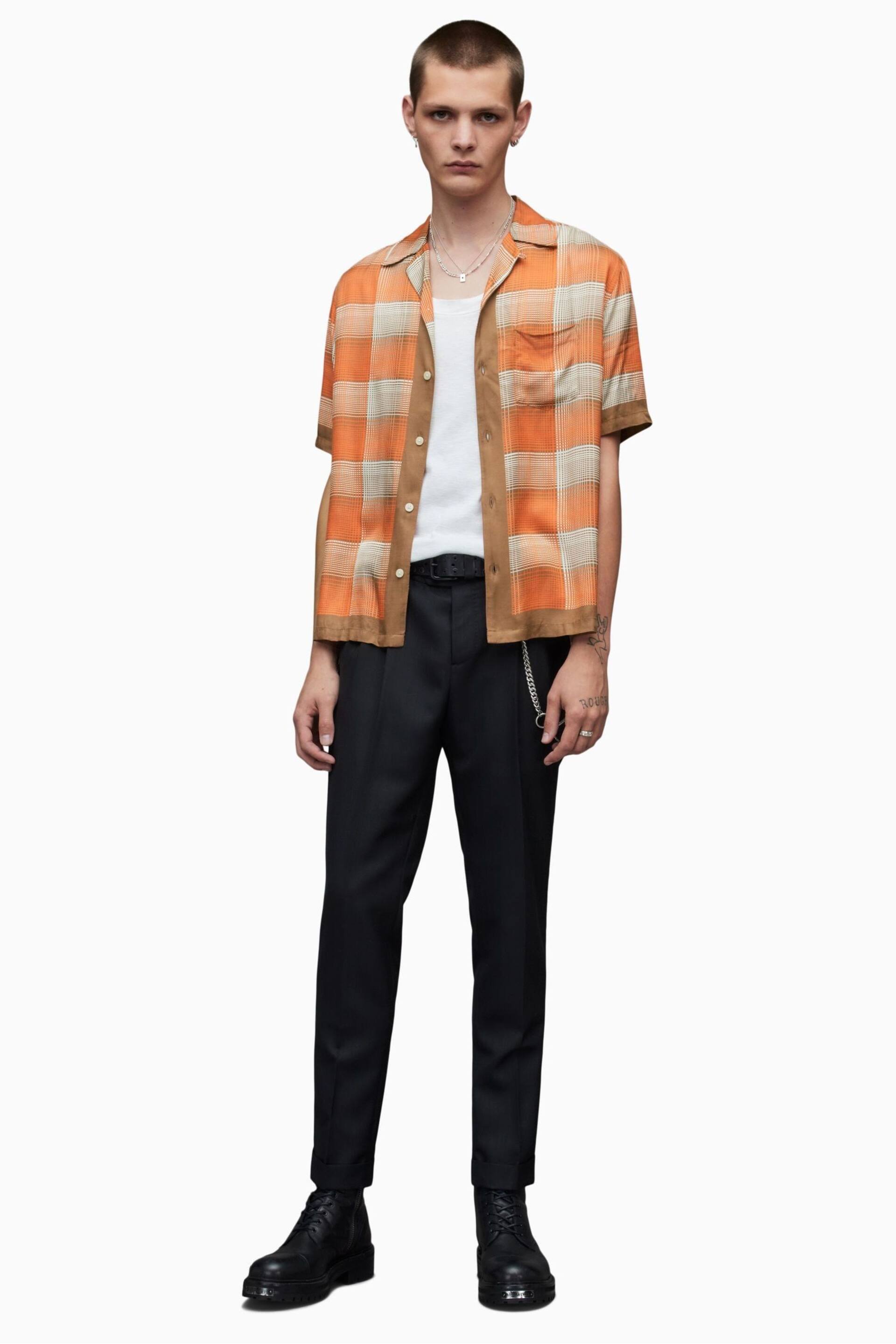 AllSaints Orange Suburus Short Sleeve Shirt - Image 3 of 6