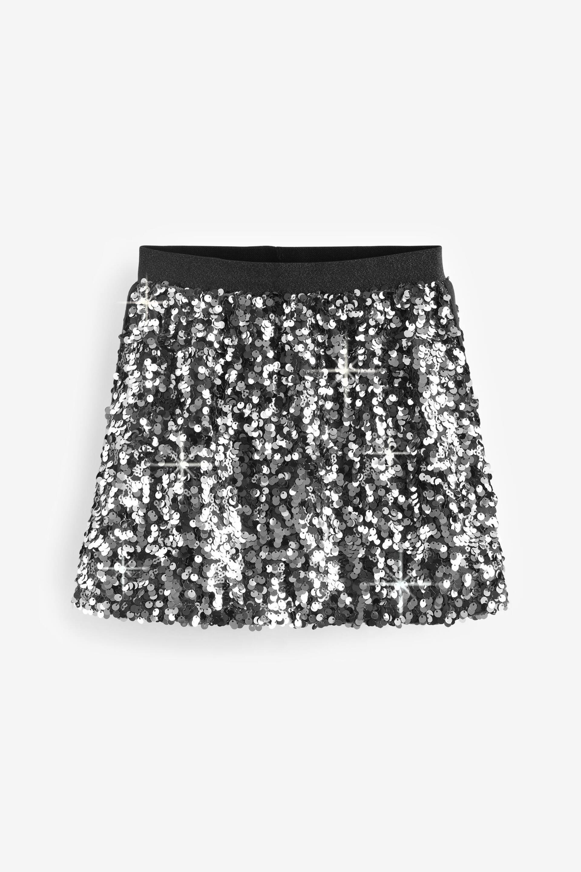 Gunmetal Grey A-Line Sequin Skirt (3-16yrs) - Image 5 of 7