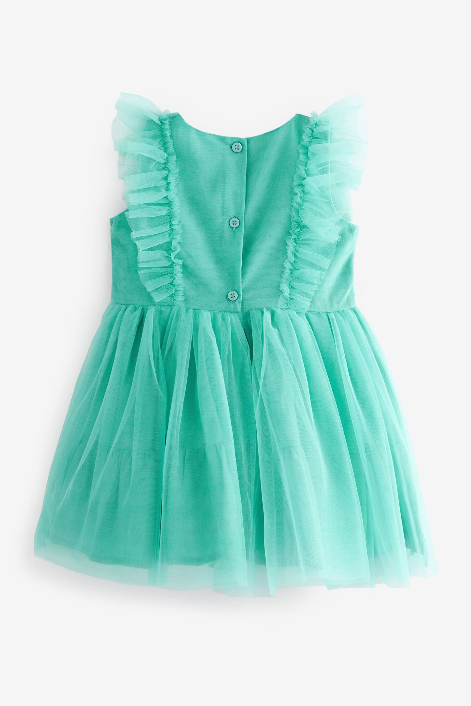 Teal Blue Mesh Party Dress (3mths-8yrs) - Image 6 of 6
