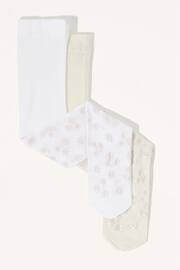 Monsoon White Perlato Print Baby Tights 2 Pack - Image 2 of 3