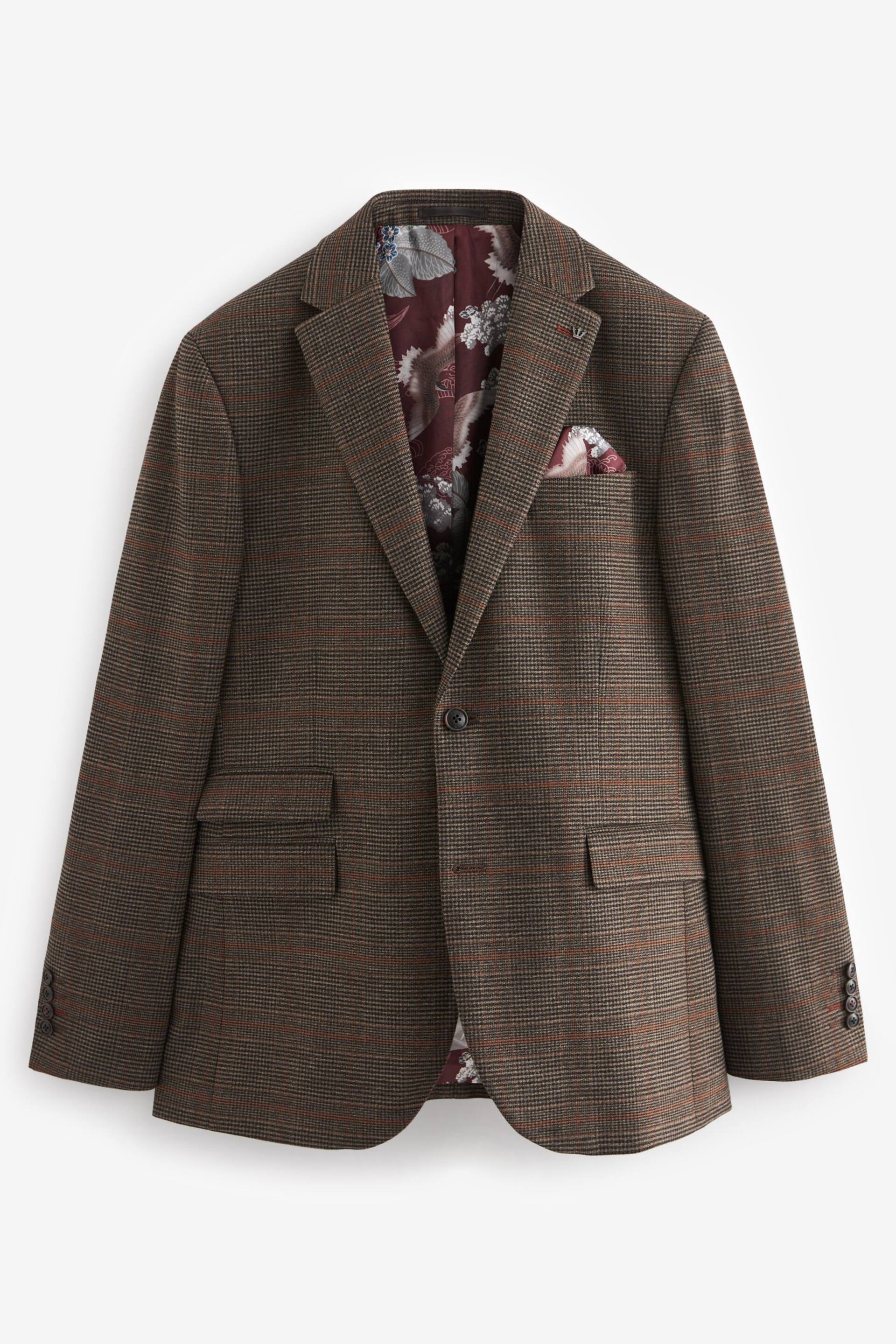 Brown Slim Check Suit: Jacket - Image 10 of 14