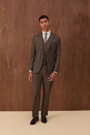 Brown Slim Check Suit: Jacket - Image 2 of 14