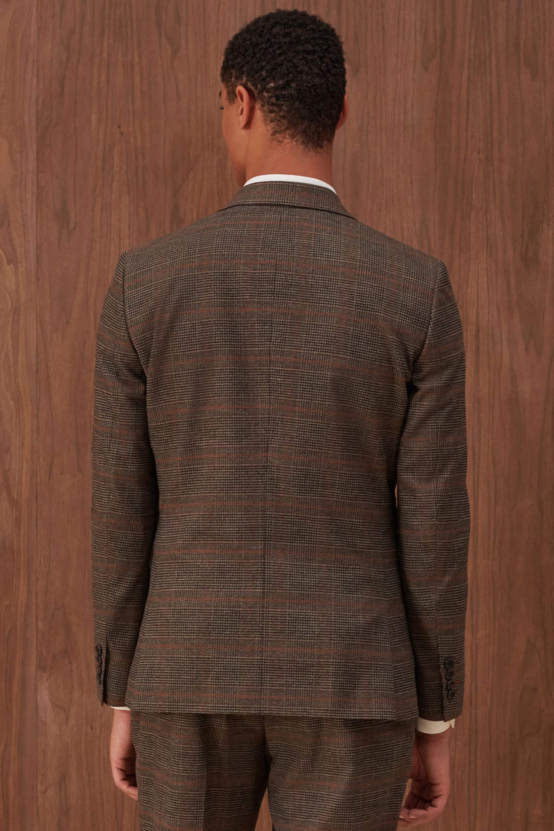Brown Slim Check Suit: Jacket - Image 3 of 14
