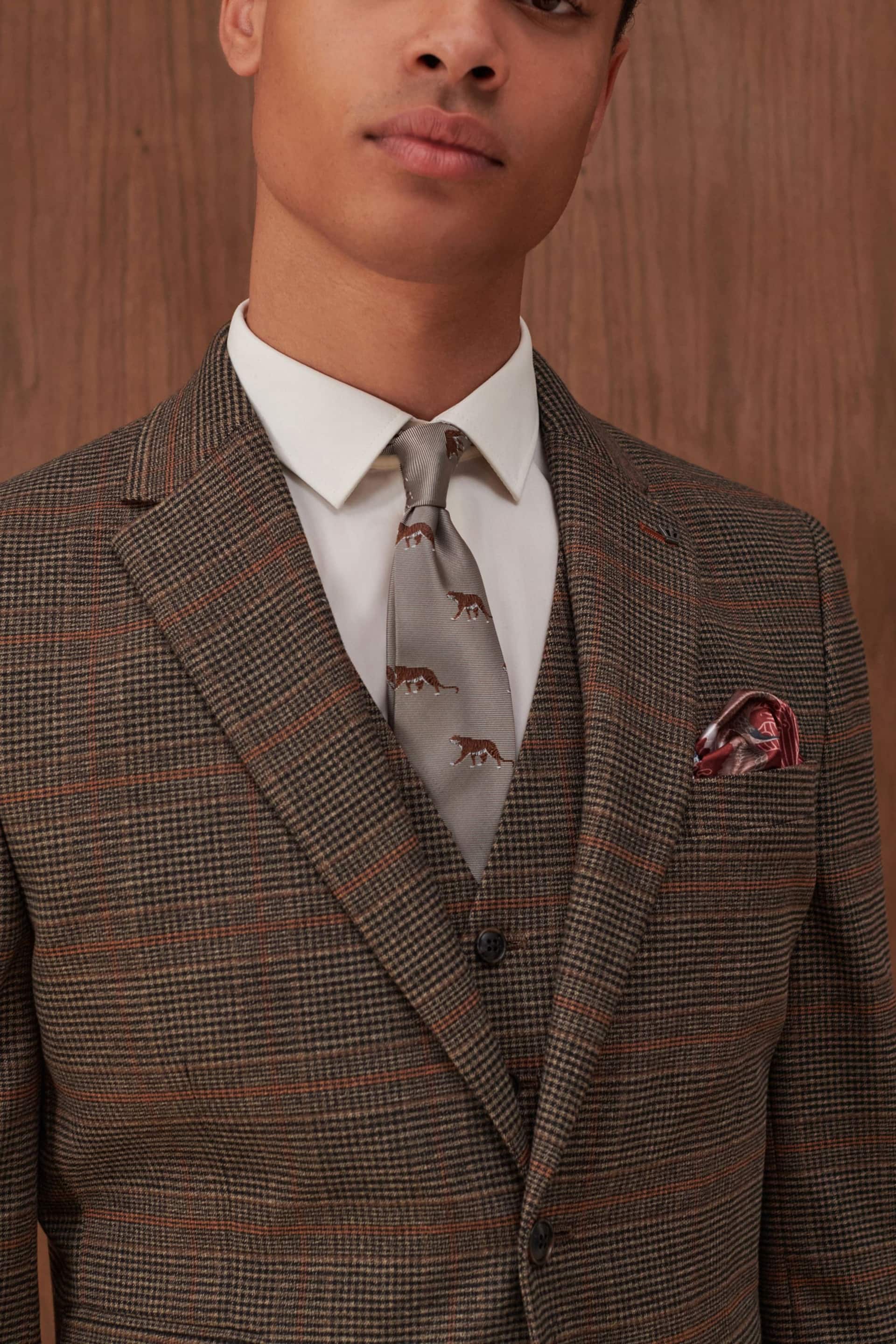 Brown Slim Check Suit: Jacket - Image 6 of 14