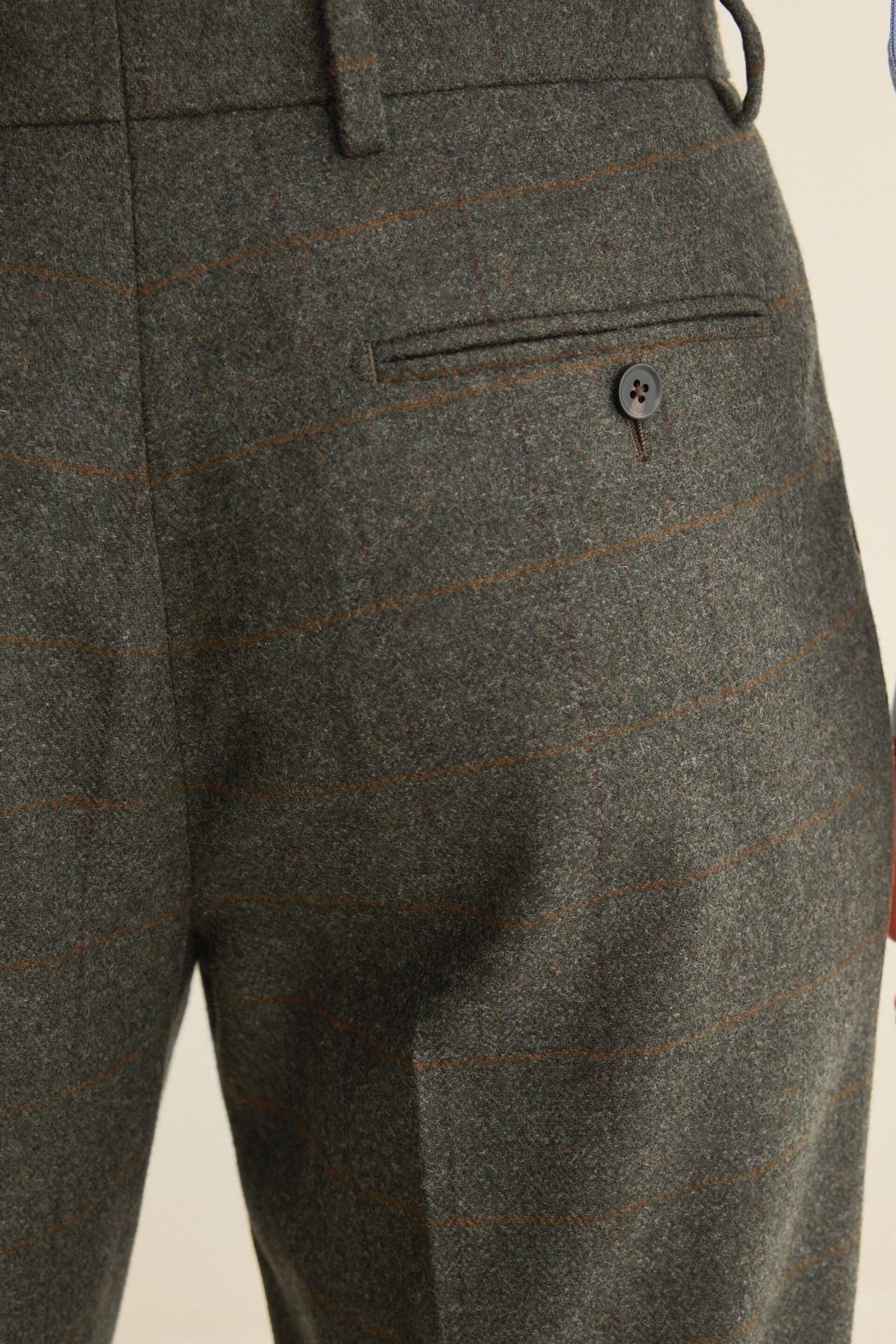 Green Regular Fit Trimmed Check Suit: Trousers - Image 5 of 10