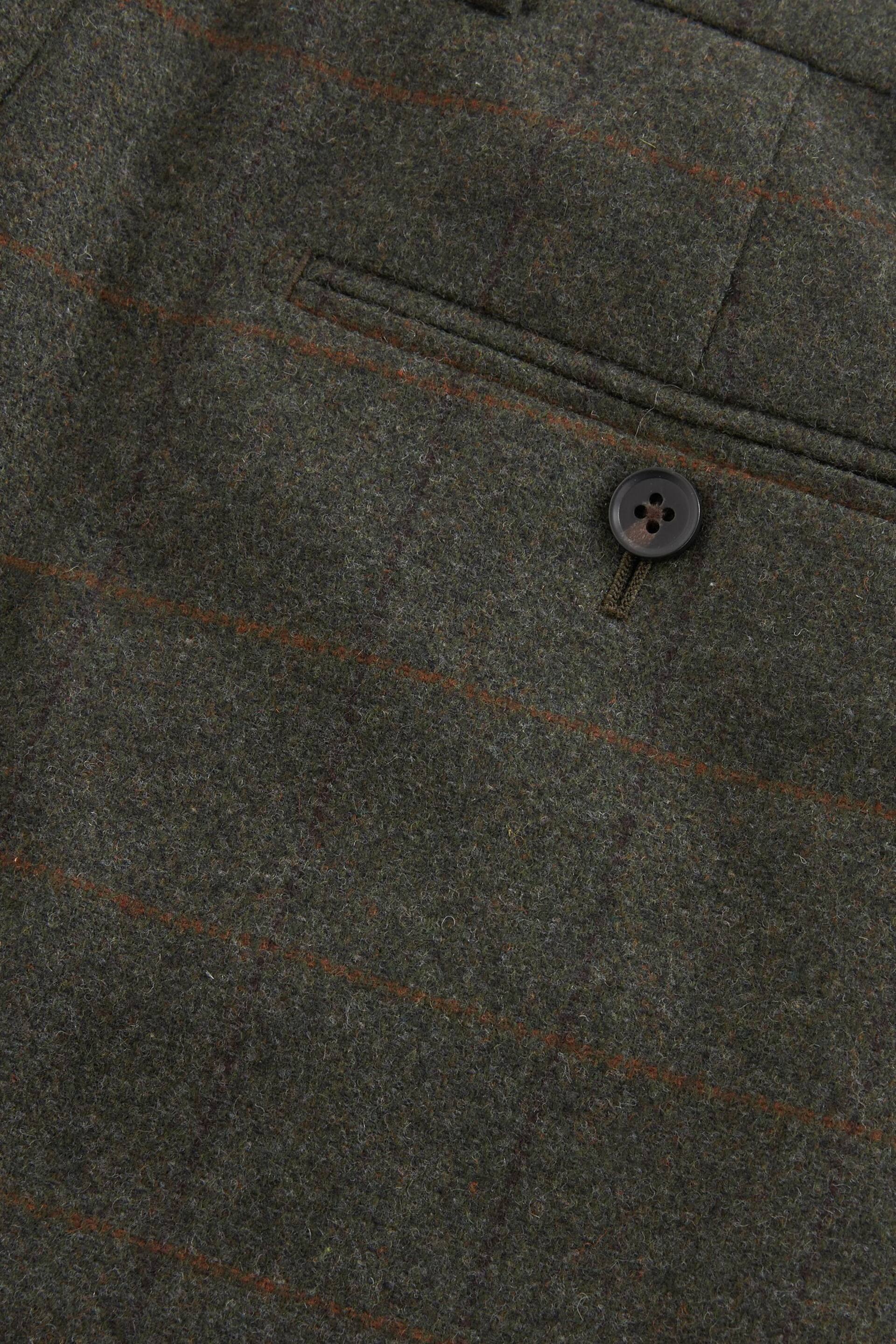 Green Regular Fit Trimmed Check Suit: Trousers - Image 8 of 10