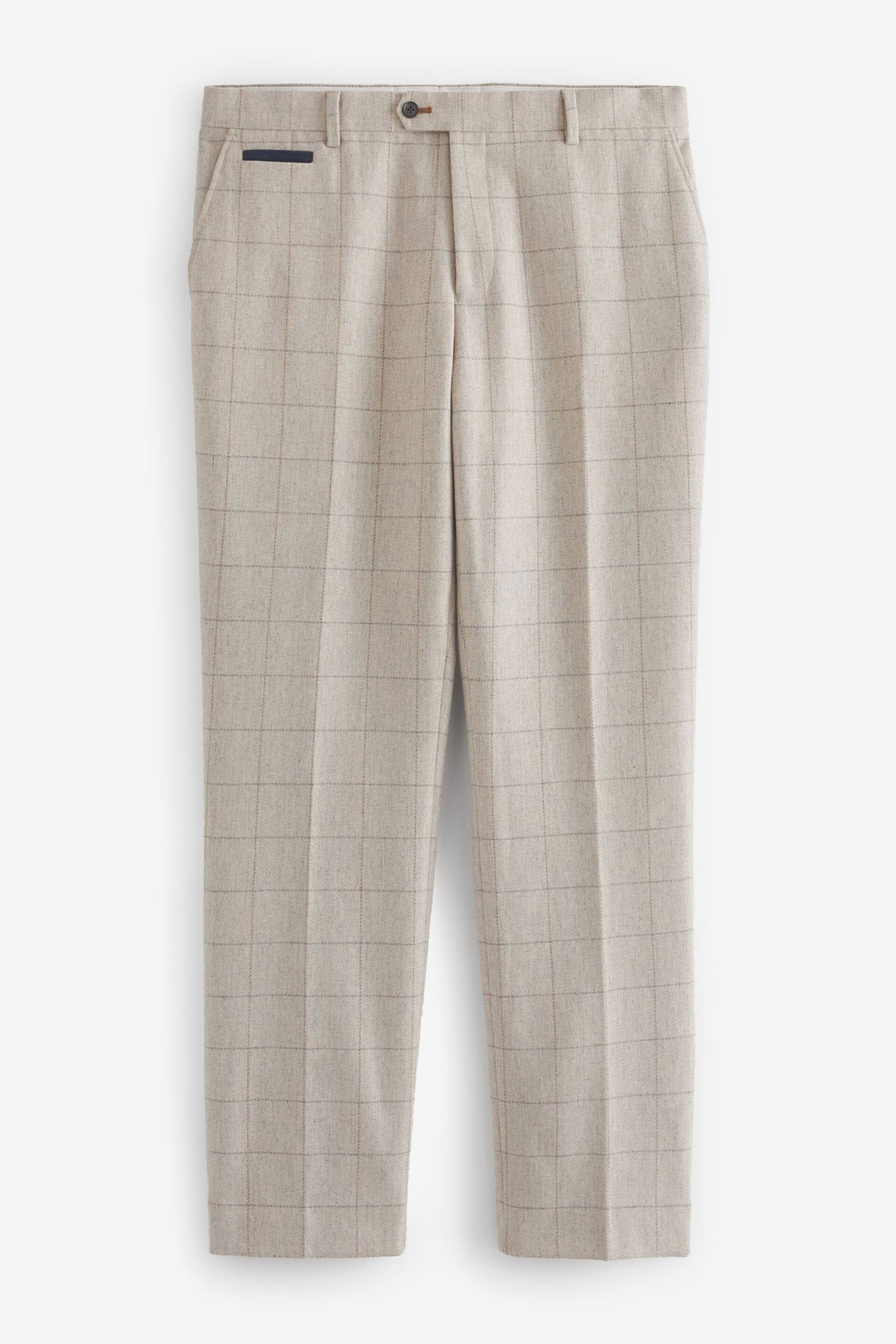 Light Grey Regular Fit Trimmed Check Suit: Trousers - Image 10 of 11