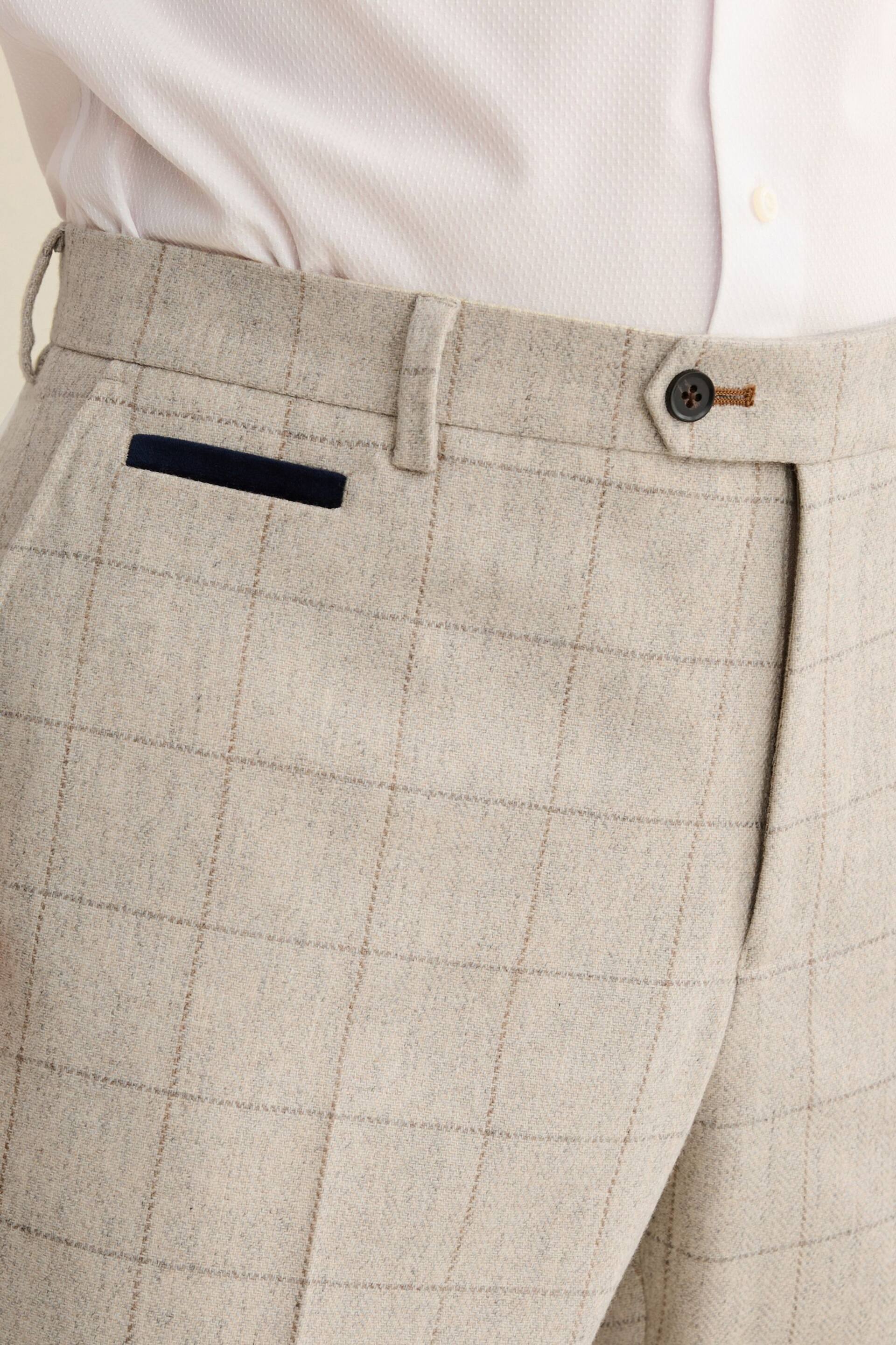 Light Grey Regular Fit Trimmed Check Suit: Trousers - Image 5 of 11