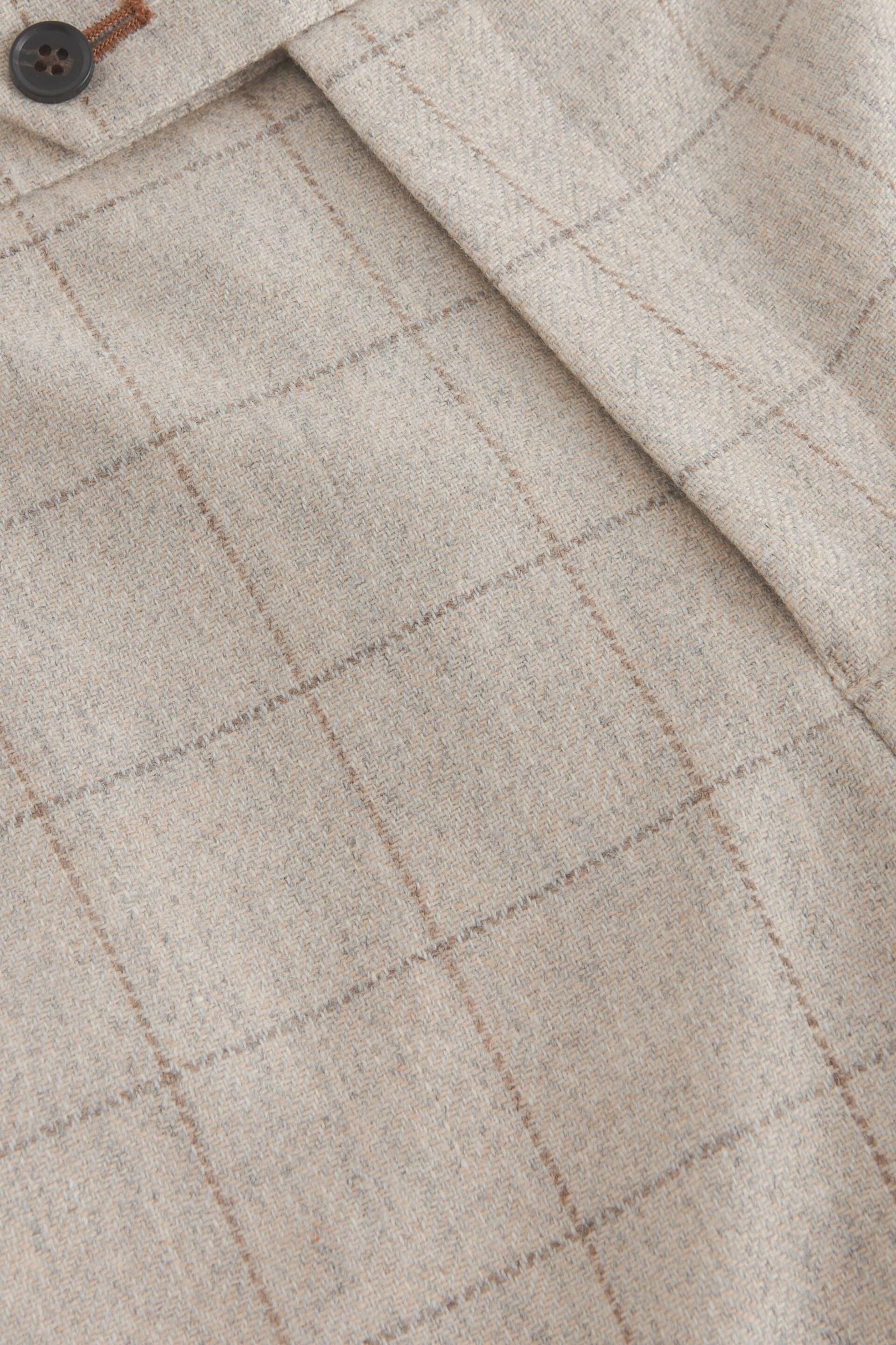 Light Grey Regular Fit Trimmed Check Suit: Trousers - Image 9 of 11