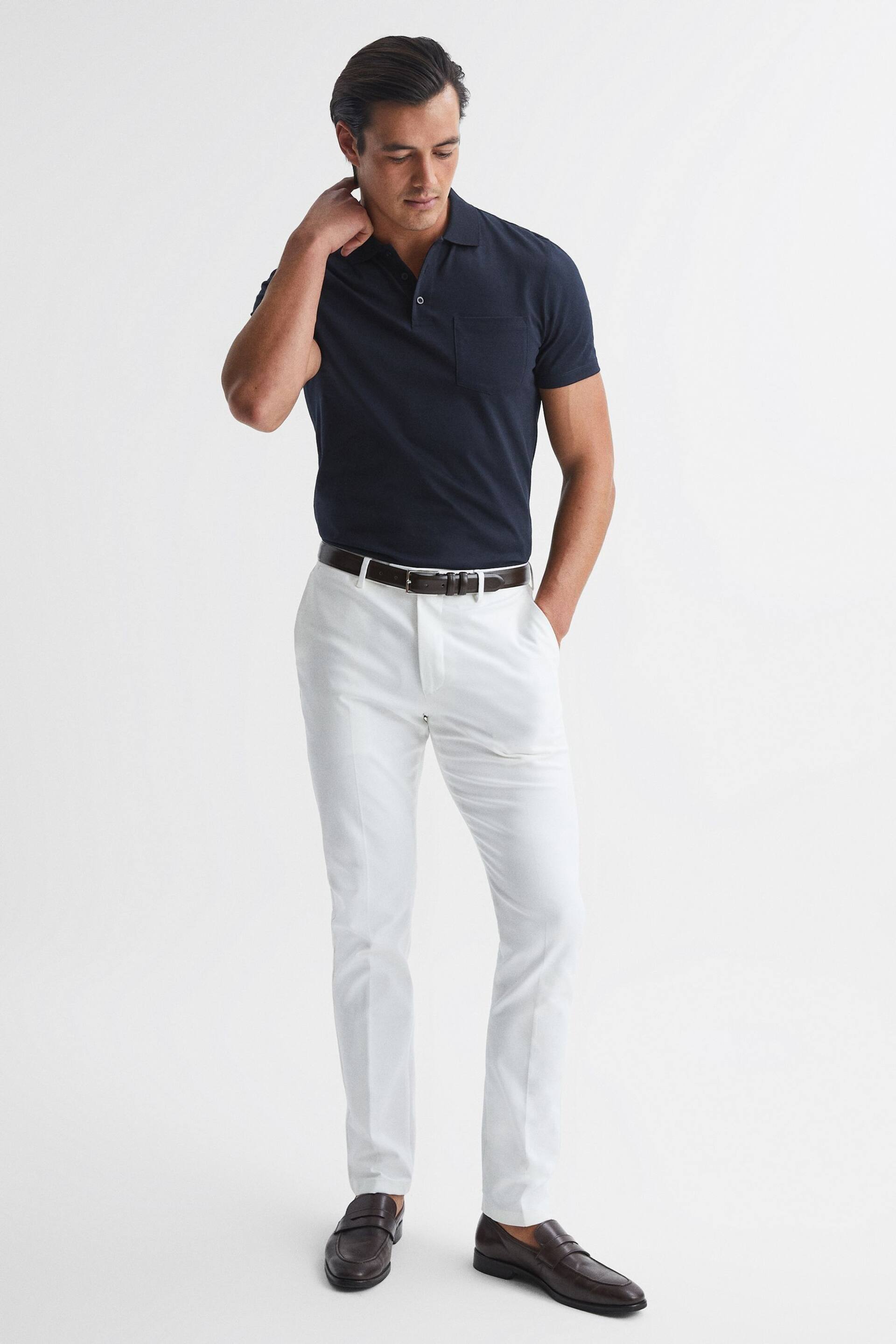 Reiss Navy Austin Short Sleeve Polo T-Shirt - Image 3 of 6