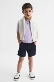 Reiss Lilac Ralphy Senior Buttoned Linen Polo - Image 1 of 7