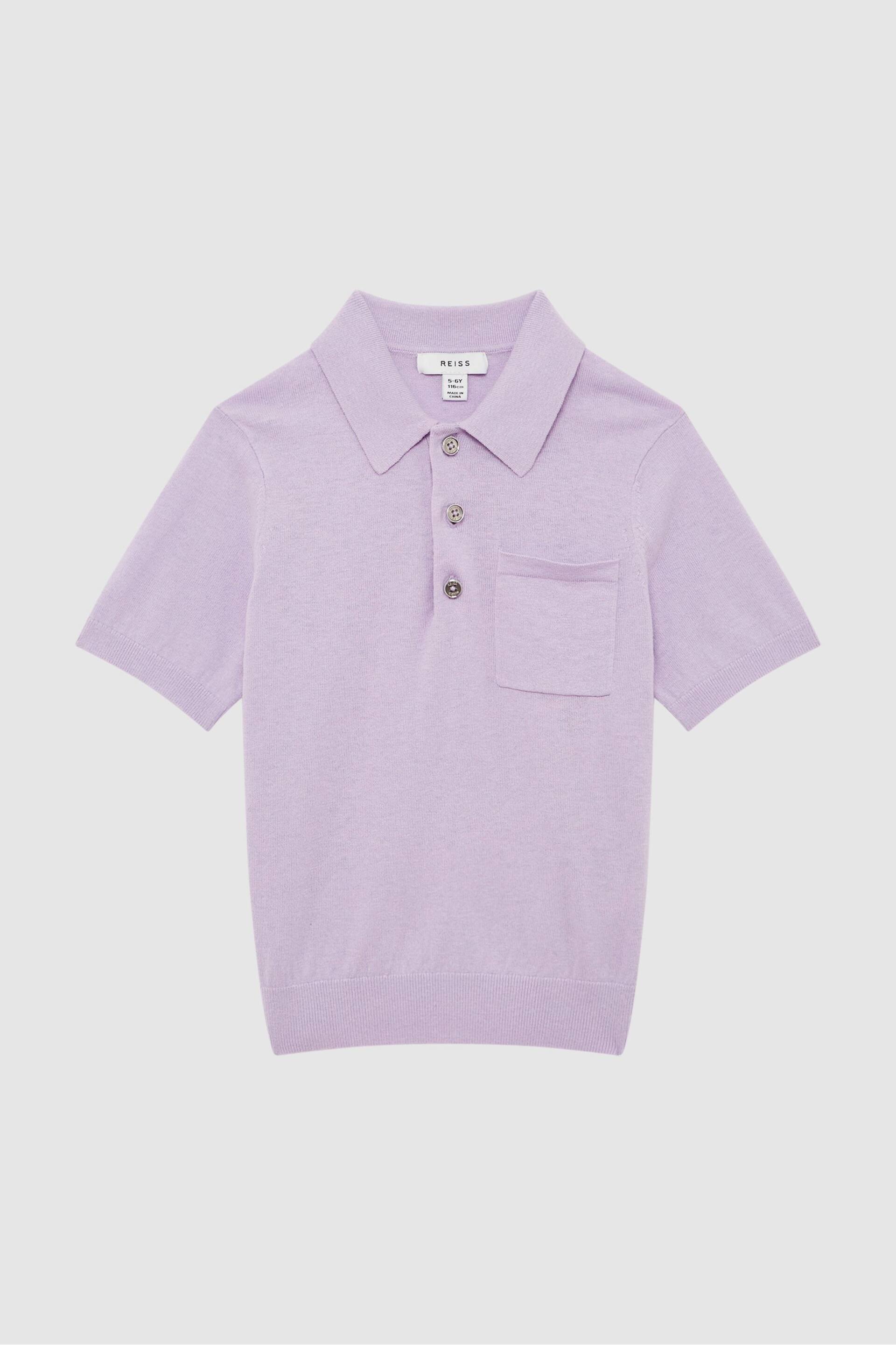 Reiss Lilac Ralphy Senior Buttoned Linen Polo - Image 2 of 7