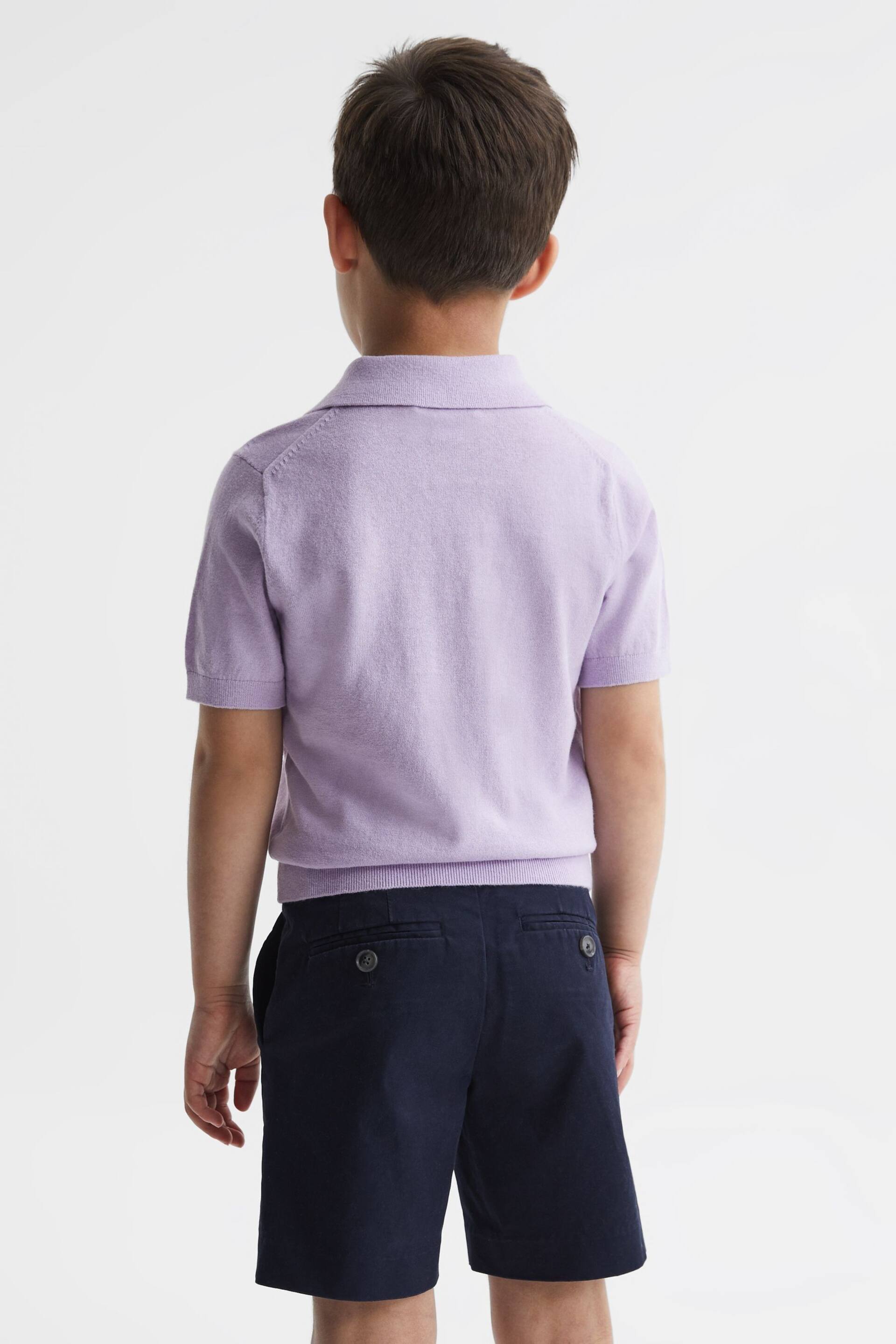 Reiss Lilac Ralphy Senior Buttoned Linen Polo - Image 5 of 7
