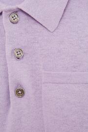 Reiss Lilac Ralphy Senior Buttoned Linen Polo - Image 7 of 7