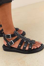 Black Regular/Wide Fit Forever Comfort® Leather Gladiator Sandals - Image 2 of 8
