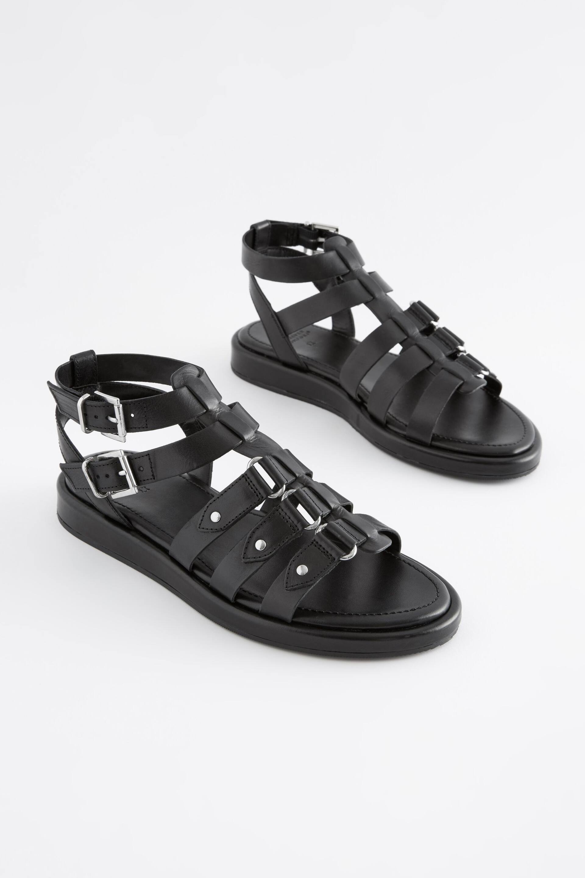 Black Regular/Wide Fit Forever Comfort® Leather Gladiator Sandals - Image 5 of 8
