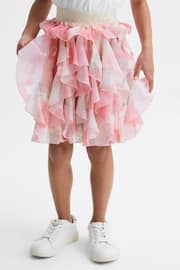 Reiss Pink Print Lola Junior Ruffle Tulle Skirt - Image 3 of 7