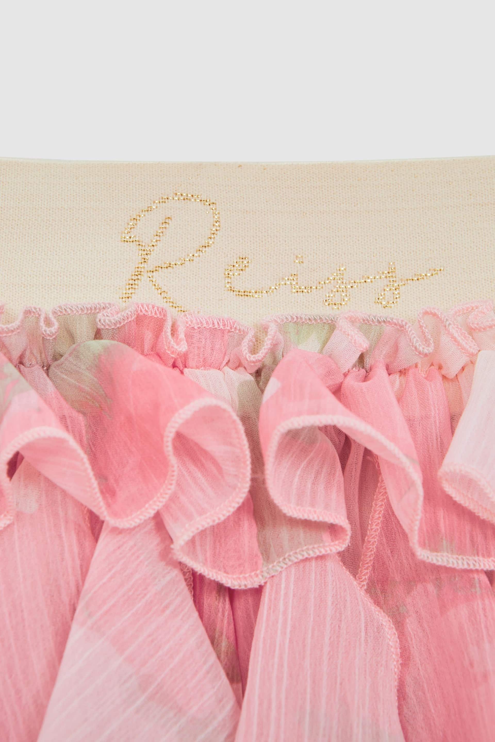 Reiss Pink Print Lola Junior Ruffle Tulle Skirt - Image 7 of 7