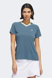 adidas Teal Blue Ultimate365 Tour Heat.rdy V-neck Top - Image 1 of 8